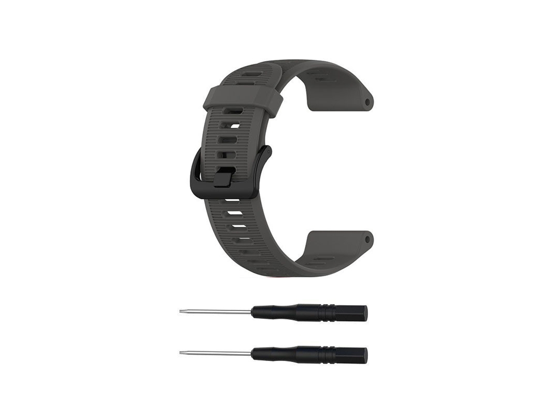 Bracelete Para Garmin Forerunner 945 Listras Horizontais Silicone Cinza