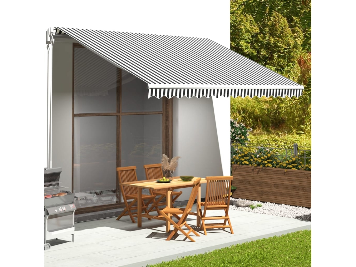 Tecido De Substituiã§ã£o Para Toldo 4,5x3,5 M Antracite E Branco Dkd Home Decor