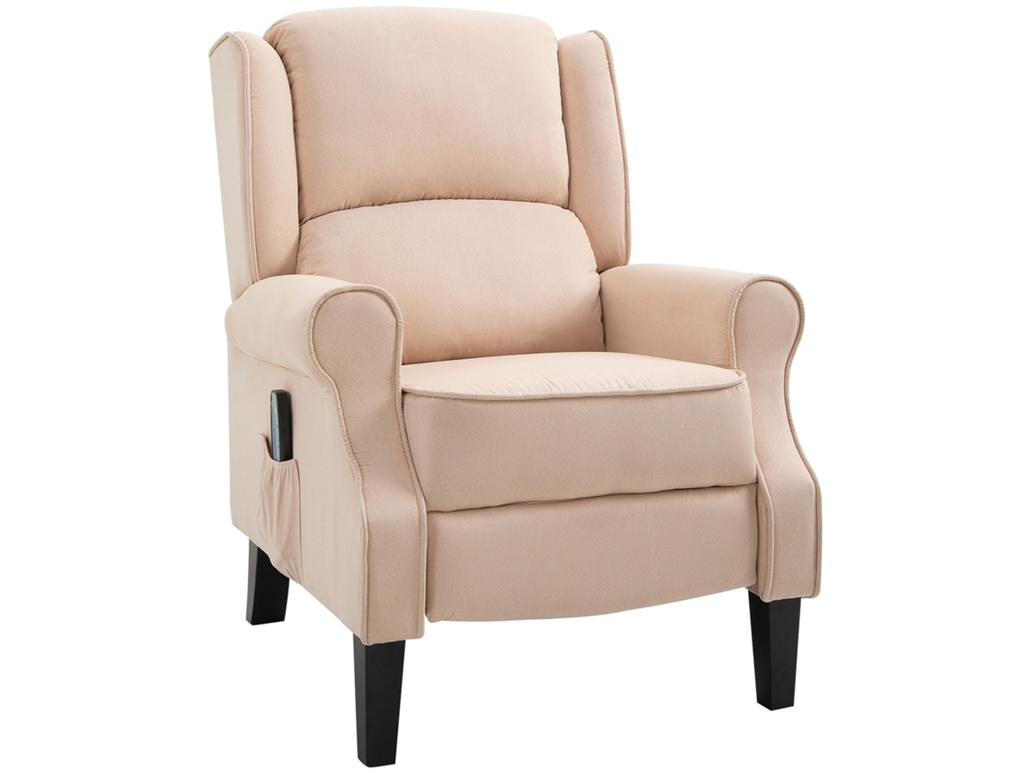 Poltrona com massagem, 2 áreas, controle remoto, bolso lateral, bege VOLTEDGE