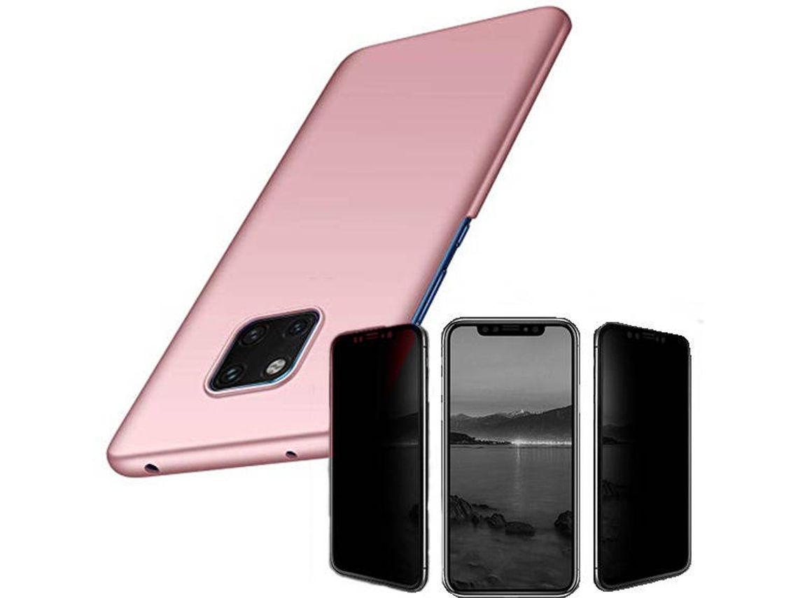 Kit Capa e Película 5D Anti-Spy Huawei Mate 20 Pro SlimShield Rosa