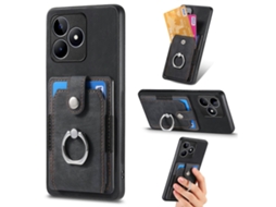 Capa Tipo Carteira Com Anel E Vários Cartões Retrô Com Toque De Pele Para Realme C53 4g