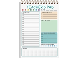 Bloco De Notas Para Professores, De 50 Folhas Com Encadernação Em Espiral Dupla, 14, 7 X 21 Cm, Ideal