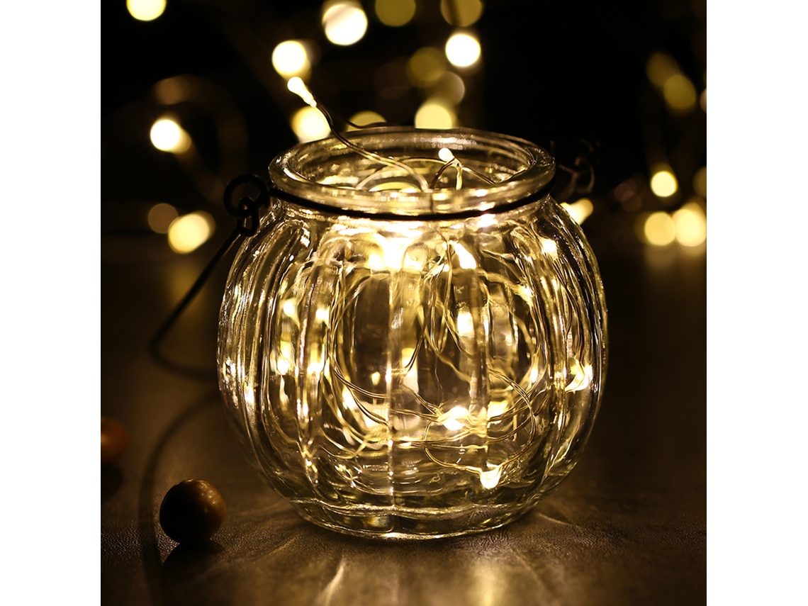 Rebe-luces De Fada 100 Leds 10m Cable Prata Usb Ip65 Impermeável Branco Quente Para Natal, Casamento, Interior/exterior