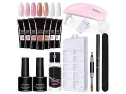 Gel Builder Nail Kit With Extension And Shapes, Lamp File For Manicures, Beginners Starter Set na Il Extensions Pl GOKOCO
