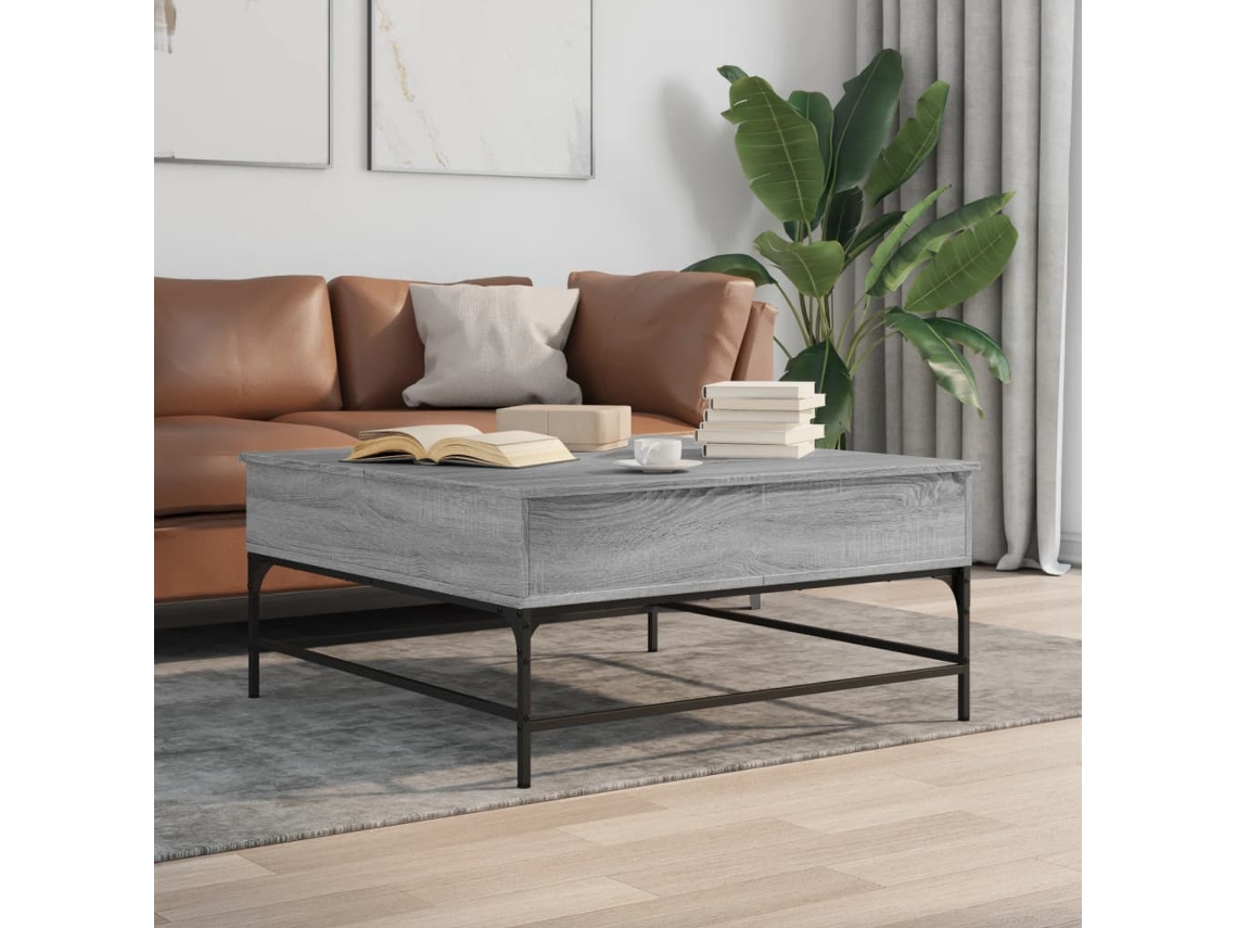Vidaxl Mesa De Centro 95x95x45 Cm Derivados Madeira/metal Cinza Sonoma