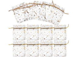 Conjunto de 50 Saquinhos de Organza Dourados com Estampas GOKOCO para Doces e Joias