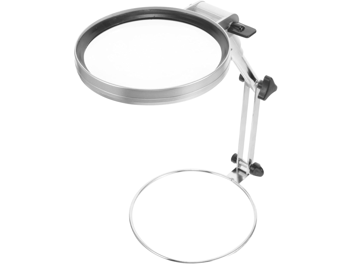Lupa de Mesa Dobrável com Suporte Ajustável, Luz Led Integrada, Lente Aumento Grande para Leitura, Bordado, Co
