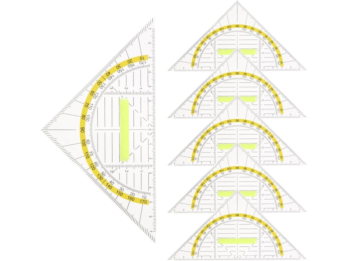 Conjunto De 6 Réguas Plástico Para Desenho Técnico, Com Superfície Lisa E Números Nítidos, Ideais Para Medir E Desenhar