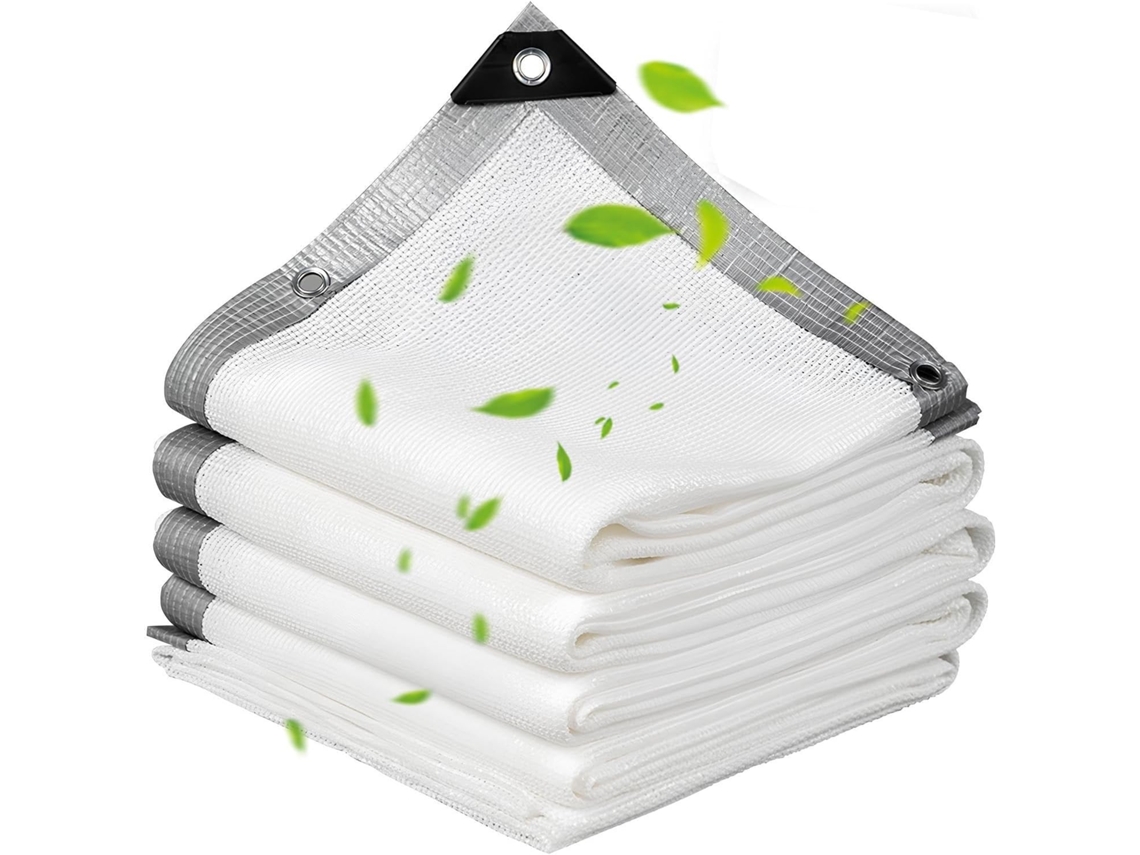 90% White Shade Cloth, Mesh Tarp With Grommets, Resistant Garden Sun Shade Netting With Taped Edge For Plant Cover