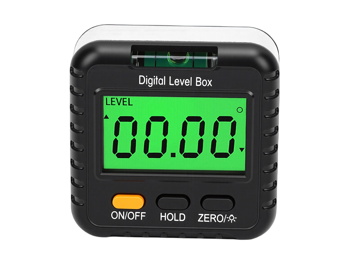 Inclinômetro com visor digital e régua de ângulo horizontal (com tela LCD com luz de fundo, alta precisão e atração magnética)