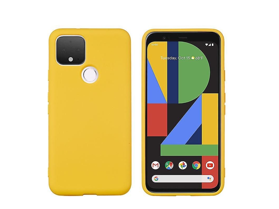Capa de Silicone, Compatível com Google Pixel 4a 5g, Material Silicone e Pc, Amarela, Antiededa | S/MARCA