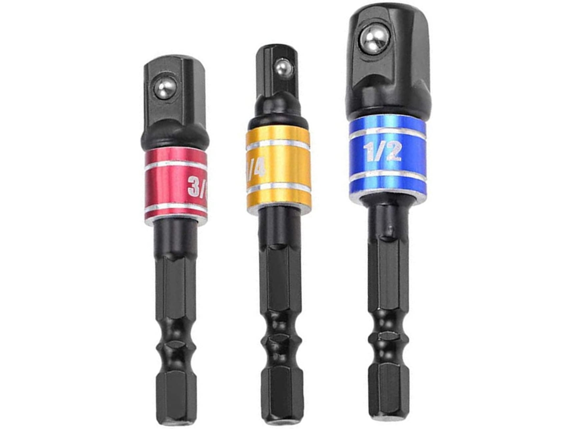 Conjunto De E Extensão Para Soquete Impacto Que Converte Elétrica Em Chave Fenda. Alta Potência Com Mandril 1/4". Aço Ao Calor