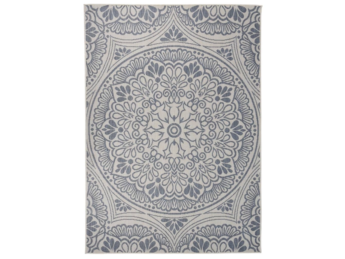 Vidaxl Tapete De Tecido Plano Para Exterior 120x170 Cm Padrão Azul