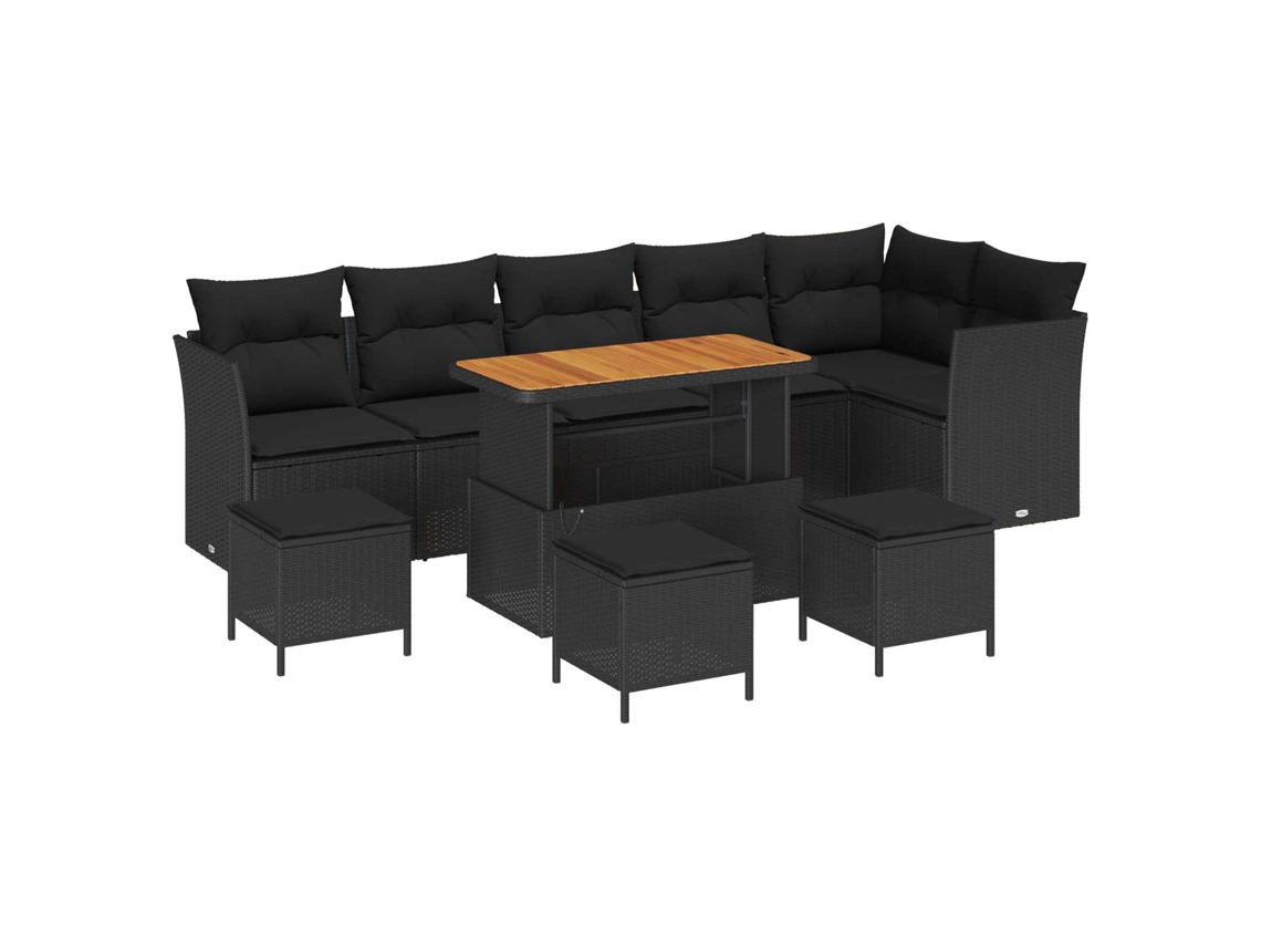 Maison Exclusive - Conjunto De Sofá De Jardim Com Almofada 10 Pcs Preto