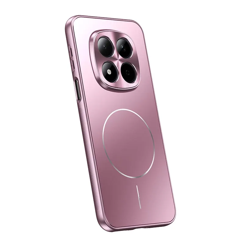 (rosa, Redmi Note 15 Pro) Capa Protetora Magnética Para Celular Com Lente Texturizada Em Metal E Acabamento Fosco, À Prova De Choque.