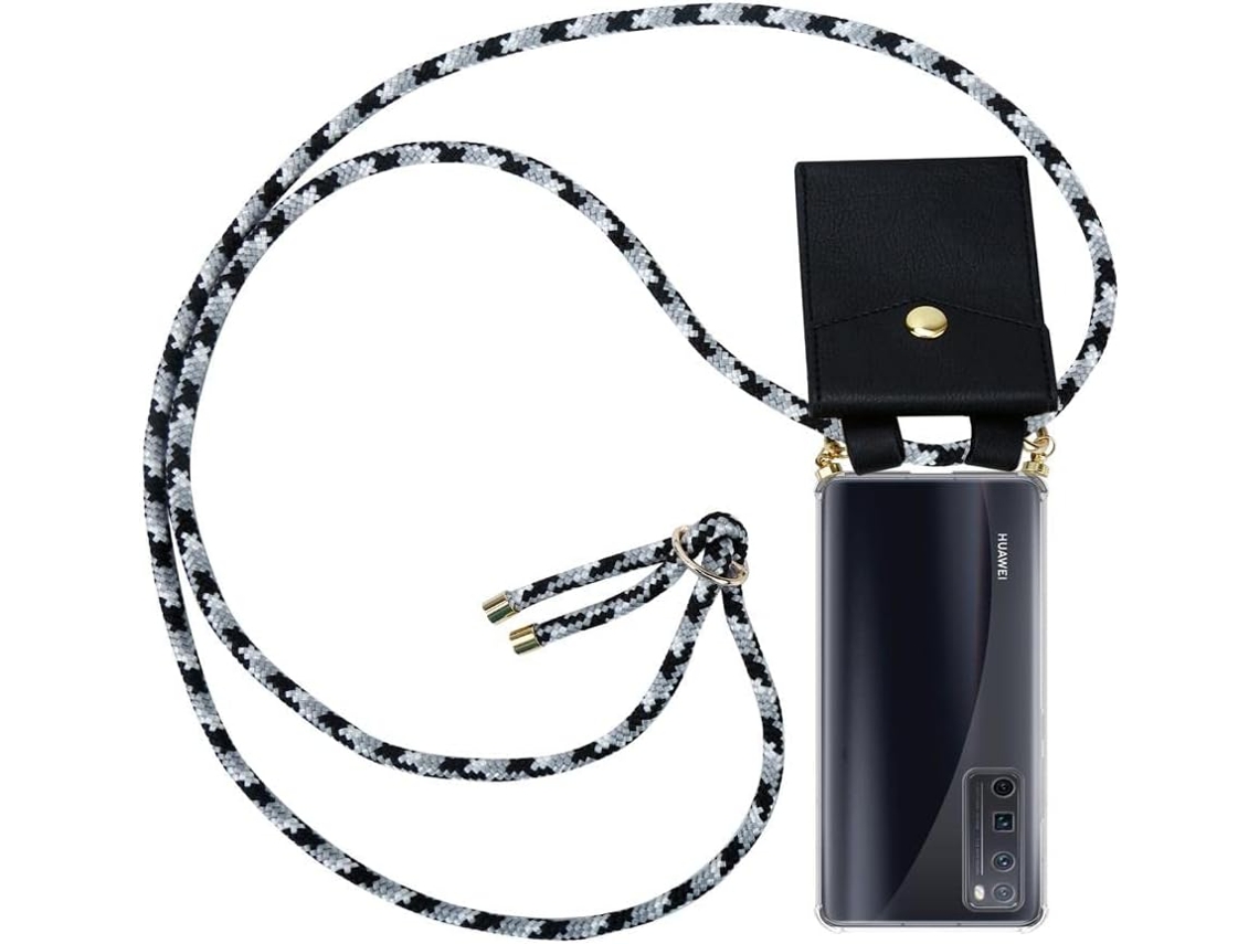 Capa com Cordão Colar Camuflagem Anéis Ouro para Huawei Huawei Nova 7 Pro 5G HONGWE. Silicone Transparente