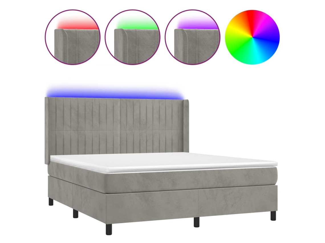 Box Spring Bed, Box Spring Beds Vidaxl Cinzeto Veludo (160 X 200 Cm)