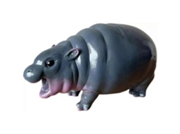 Brinquedo Moo Deng, Hipopótamo Moo Deng, Estátua de Hipopótamo Pigmeu Saltitante, Estatueta de Hipopótamo em Resina BRILVIBERA