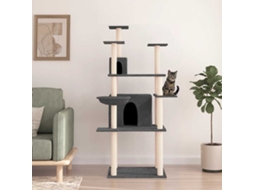 Vidaxl Árvore P/ Gatos C/ Postes Arranhadores Sisal 166cm Cinza-escuro