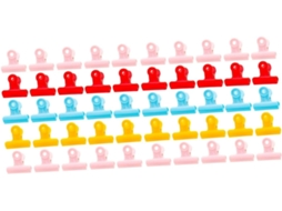 Clipes de plástico para artigos de papelaria Villcase, 80 unidades, clipes decorativos para mesa e escola, cores sortidas: vermelho e amarelo.