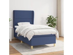 Vidaxl Cama Com Molas/colchão 90x190 Cm Tecido Azul