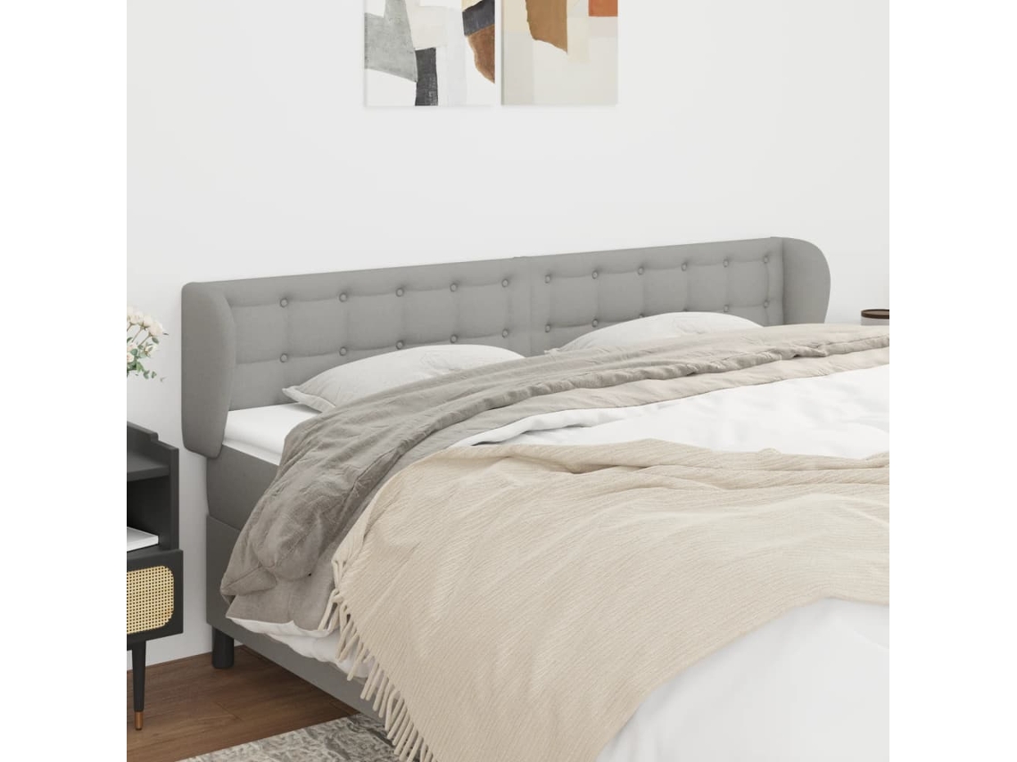 Vidaxl Cabeceira De Cama C/ Abas Tecido 203x23x78/88 Cm Cinzento-claro