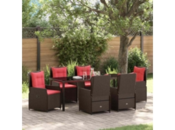 Vidaxl Conjunto De Jantar Para Jardim 7 Unid. Castanho