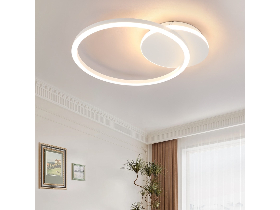 Led Luz De Teto Sala De Estar 24w Preto Moderno 2 Anéis 3000k Branco Quente Nettlife