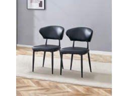 Cadeira De Jantar Preta Ergonômica, Encosto Curvo, Confortável. Pacote 2 Unidades. Minimalista E Prática.-kd