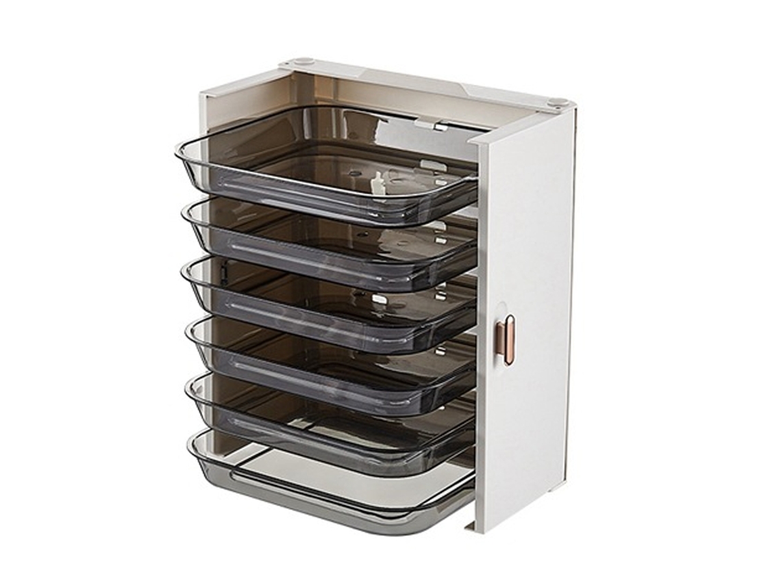 Estante Plegable De Pared Para Organizar Platos Y Plato En La Cocina 6 Capas Color Blanco Perla
