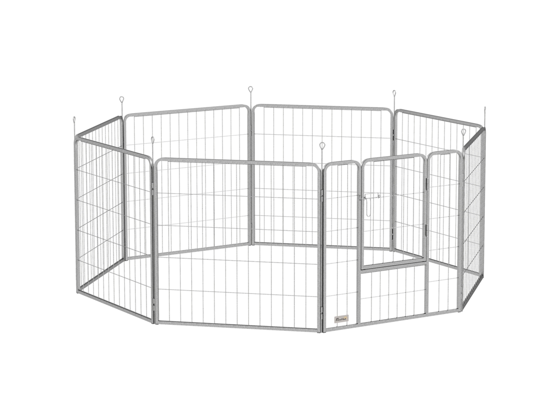 Cercado 80cm 8 Peças Porta Aço Prata Filhotes VOLTEDGE