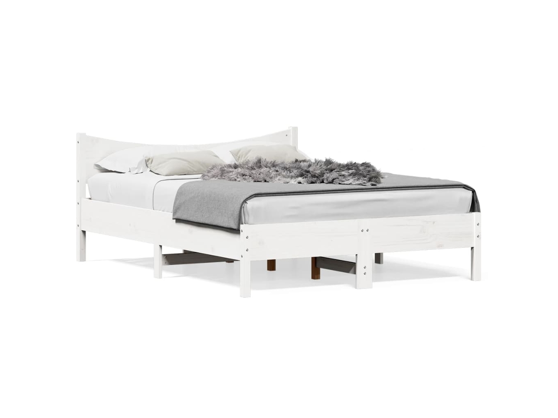Bed Frame, Bed Frames Vidaxl Branco Madeira De Pinho (140 X 200 Cm)