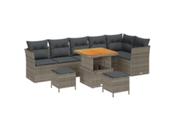 Conjunto 9 Conjunto De Móveis De Jardim Vidaxl Cinzento Vime Pe (80 X 80 X 71 Cm)