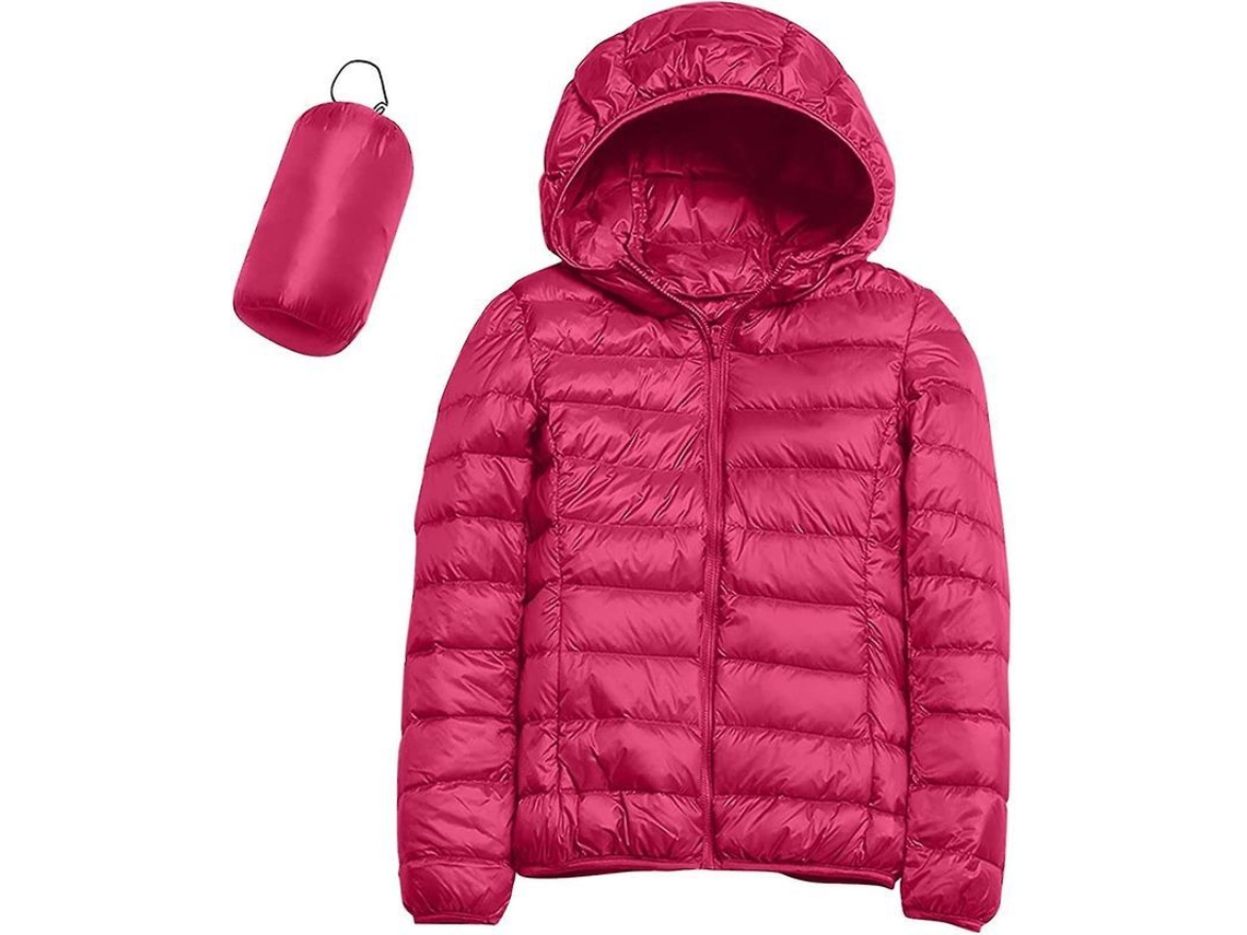 2026 jaqueta de Plumas Leve para Mulher com Capuz, Abrigo Impermeável Packable com Bolsa de Armazenamento, Ideal para Viagens e Clima Frio