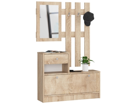 Conjunto de móveis para sapateira Akord Sonoma Oak 90 cm 1 porta 1 gaveta fosco Sonoma cor carvalho 2 prateleiras 90X25X170 cm AKORD FURNITURE FACTORY