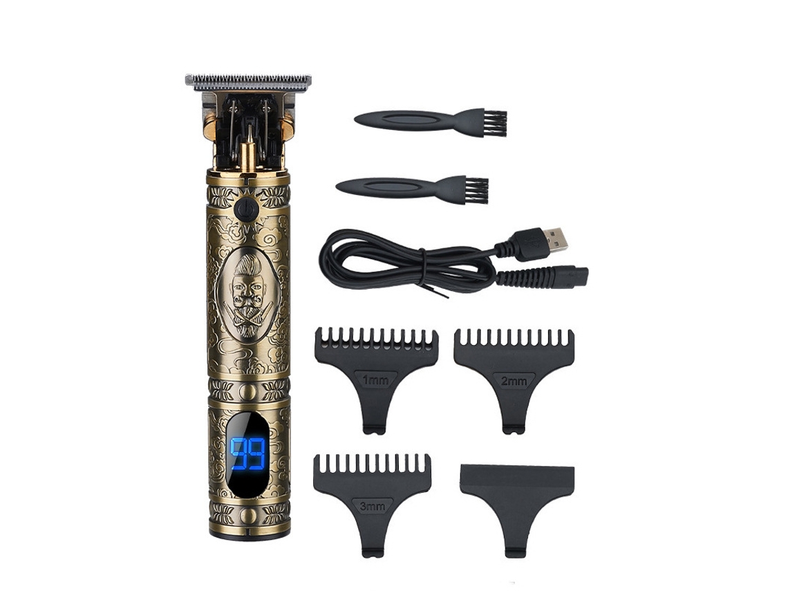 Máquina De Cortar E Aparar Cabelo Elétrica Com Retrô Na Cor Bronze