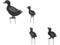 Kit de 4 Esculturas Decorativas de Ferro com Patos Vazados, Leves e Portáteis, Ideais para Decoração de Jardins e Áreas CHABERLU