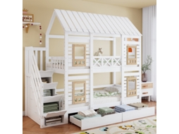 Beliche infantil Pinho VELTRIX, 90x200 cm com gavetas e escada