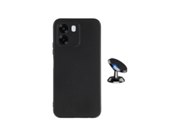 Kit Suporte Magnético Capa Silicone Líquido Phonecare Para Oppo A6 - Preto