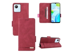 Capa De Couro Flip Com Fecho Magnético Para Realme C30
