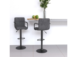Vidaxl Bancos De Bar 2 Pcs Veludo Cinzento-escuro