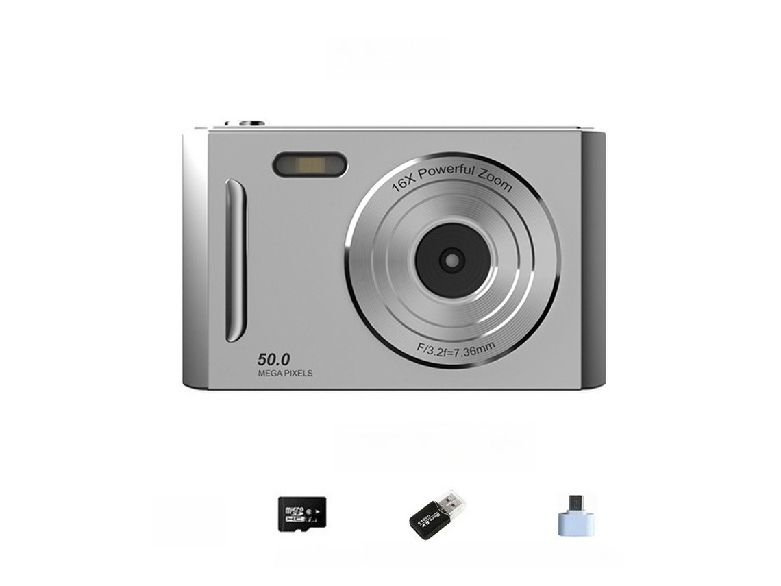 Câmara Digital Tela Ips De 2,4 Polegadas, Zoom De 8x Com Luz De Preenchimento (prata - Cartão De 64 Gb) Cuich