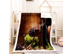 Manta Estampa de Uvas Vinho Tinto em Microfibra 180x200cm