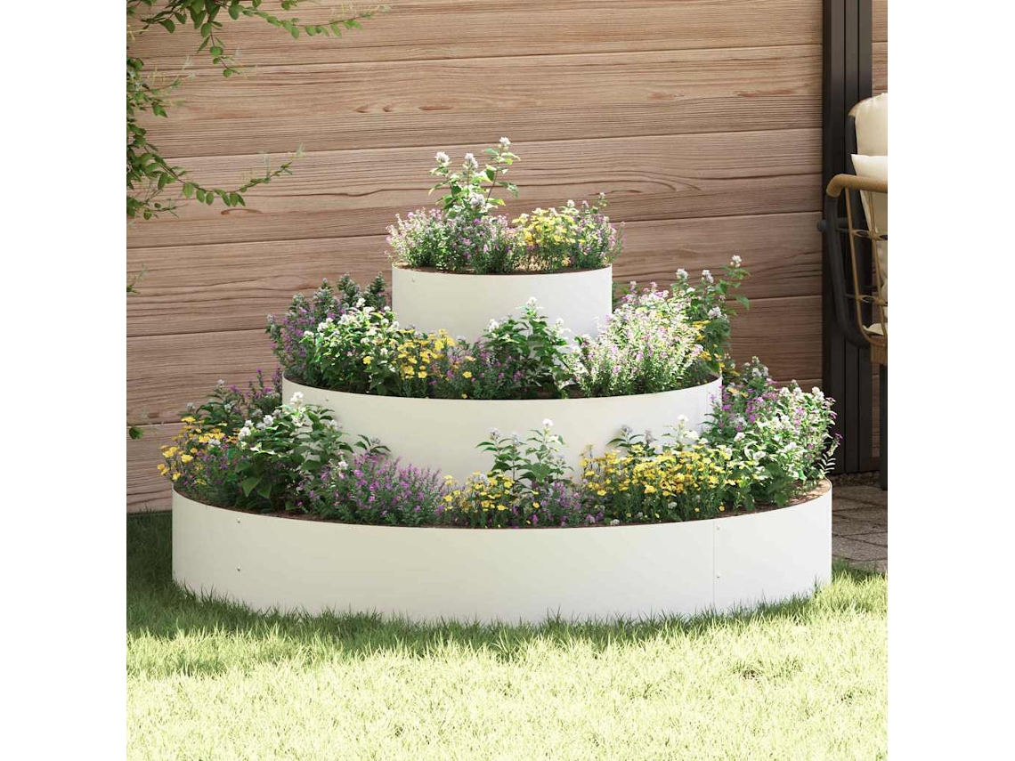 Vidaxl Vaso De Jardim Branco 120 X 120 X 20 Cm Aço Laminado A Frio