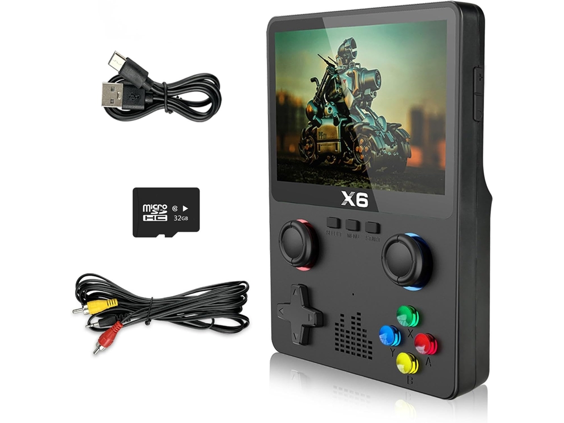 Console Portátil Retrô, Tela Ips de 3,5 Polegadas, 32gb, Preto AQUAFORGE
