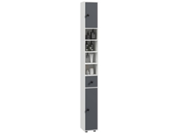 Armário de coluna CHEZMOI para banheiro com 2 portas, 2 compartimentos, branco