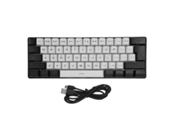 Teclado Gamer G61 Mini Rgb Led Com Retroiluminação, 61 Teclas, Ergonómico, Mecânico, Com Fio, Para Escritório E Negócios, Branco Aquaforge