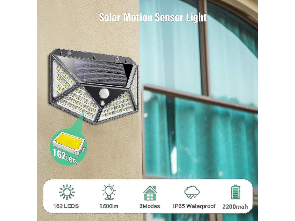 Luz Solar Externa Com 162 Leds E Sensor De Movimento, Pacote Com 2 Unidades.