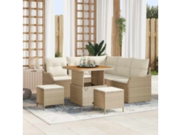 Vidaxl Conjunto De Sofá De Jardim 8 Unid. Bege Vime Pe