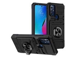 Capa De Celular Tpupc À Prova De Choque Com Compartimento Para Cartão E Suporte De Anel De Metal